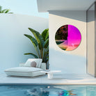 Round tinted mirror on an outdoor wall