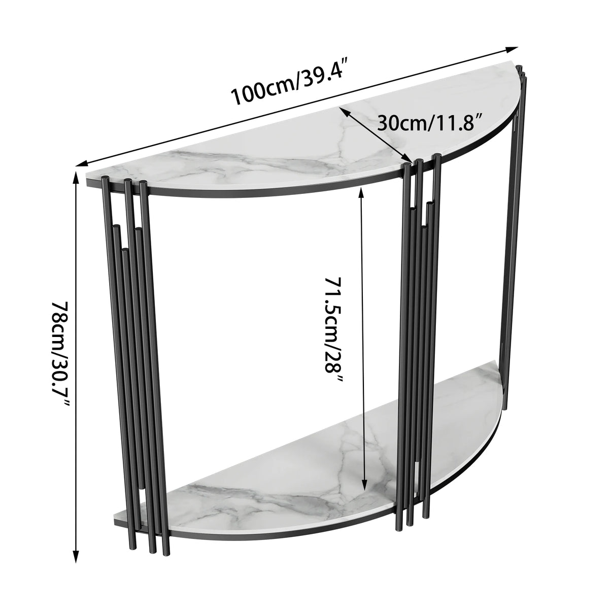 Half moon console table view