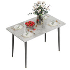 Glossy white sintered stone dining table