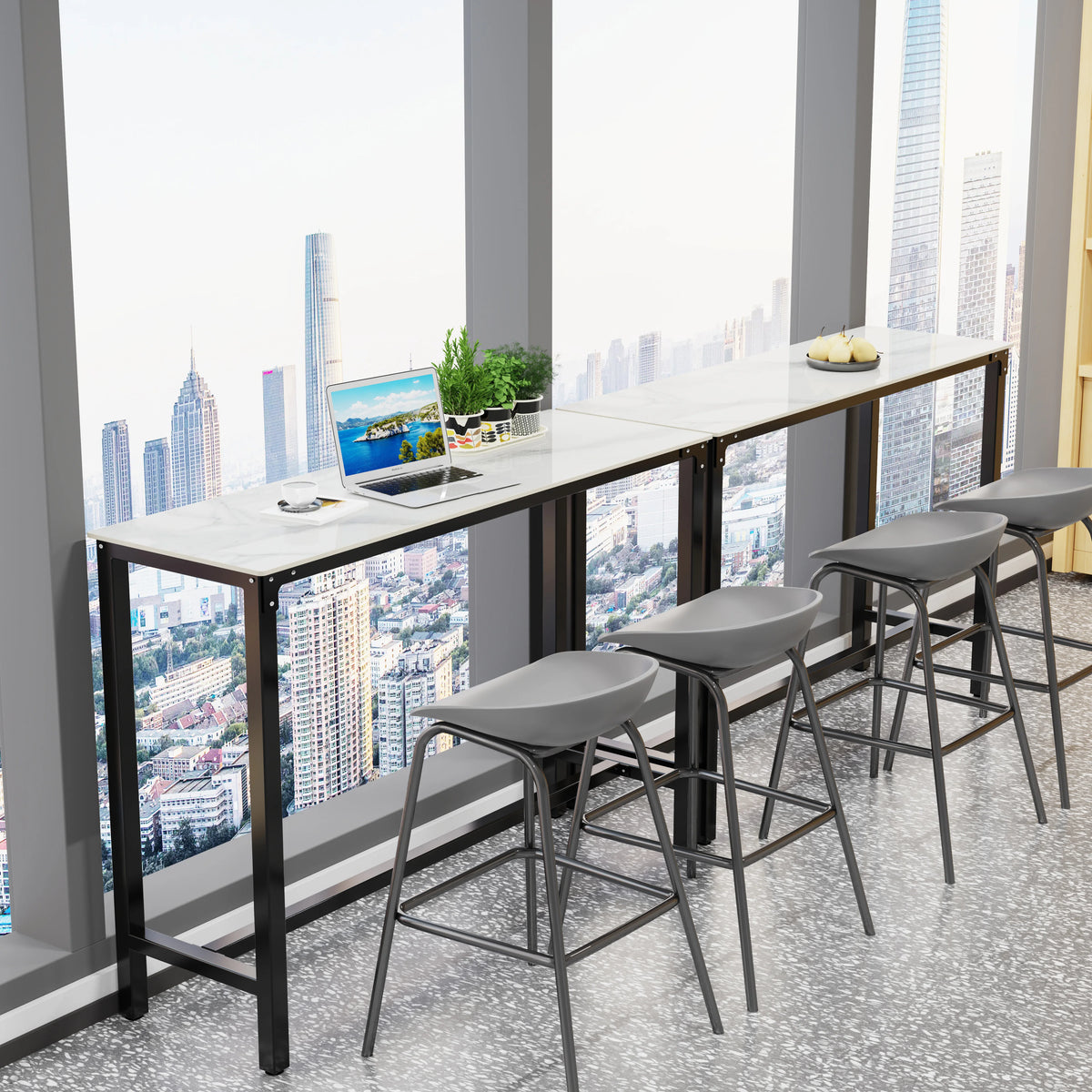 Bar table along a window
