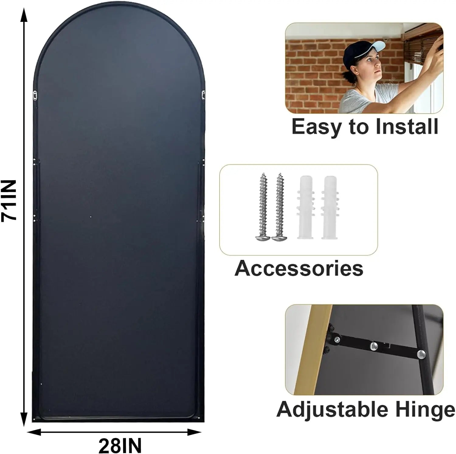 Mirror size 71 x 26 inches and accessories