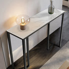 Stone top console table with lamp