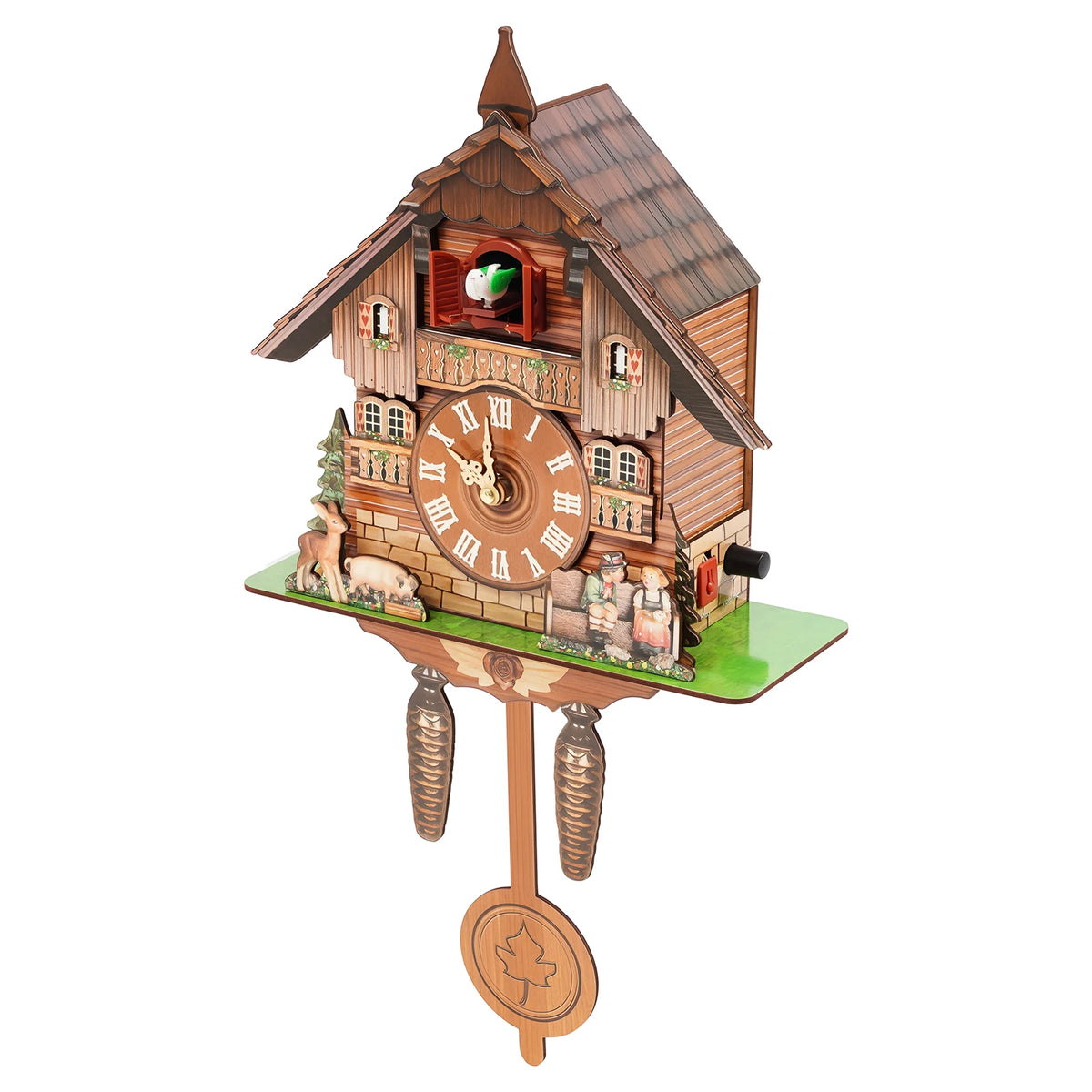 Chalet-style cuckoo wall clock with pendulum
