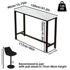 Bar table dimensions 47.2 x 15.75 x 41.4 inches