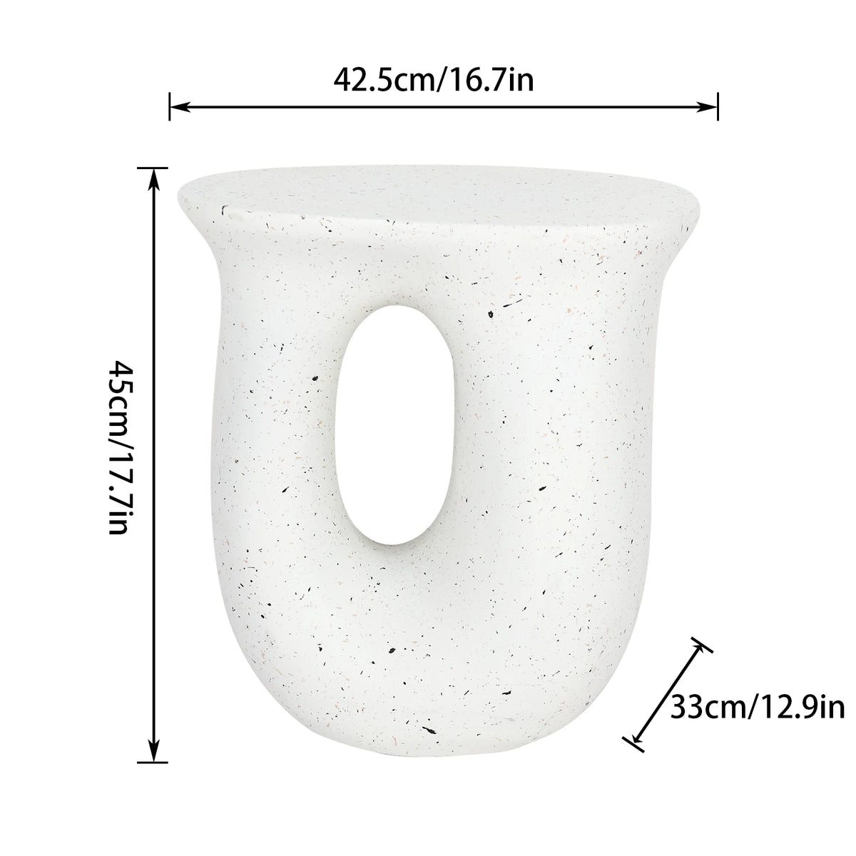 U-shaped side table dimensions 16.7 x 12.9 x 17.7 in