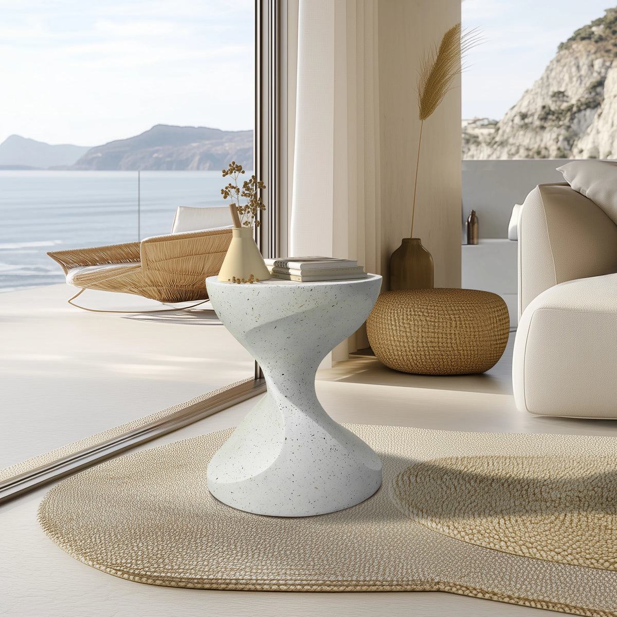 Hourglass concrete side table