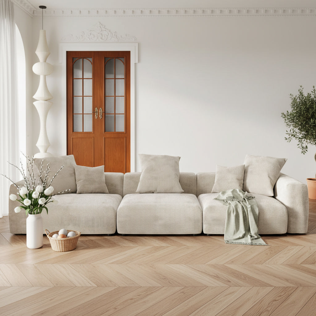Oasis Corduroy Compressed Sofa in a Box | Couchery