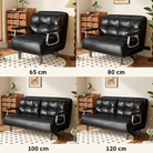 International folding sleeper chair in black waxed-look upholstery — four nominal width options