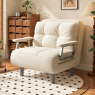 65 cm international folding sleeper chair in ivory corduroy, upright position — edited supplier image