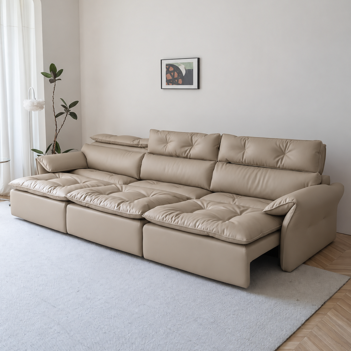 LuxeNap sofa in Pebble — Eco Genuine Leather colour preview