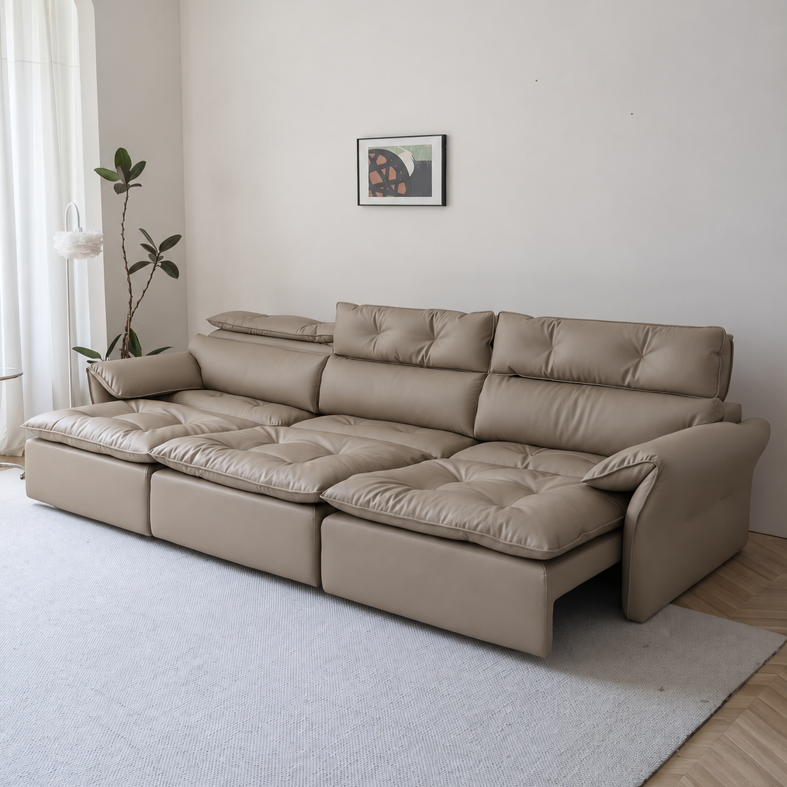 LuxeNap sofa in Stone Dust — Eco Genuine Leather colour preview