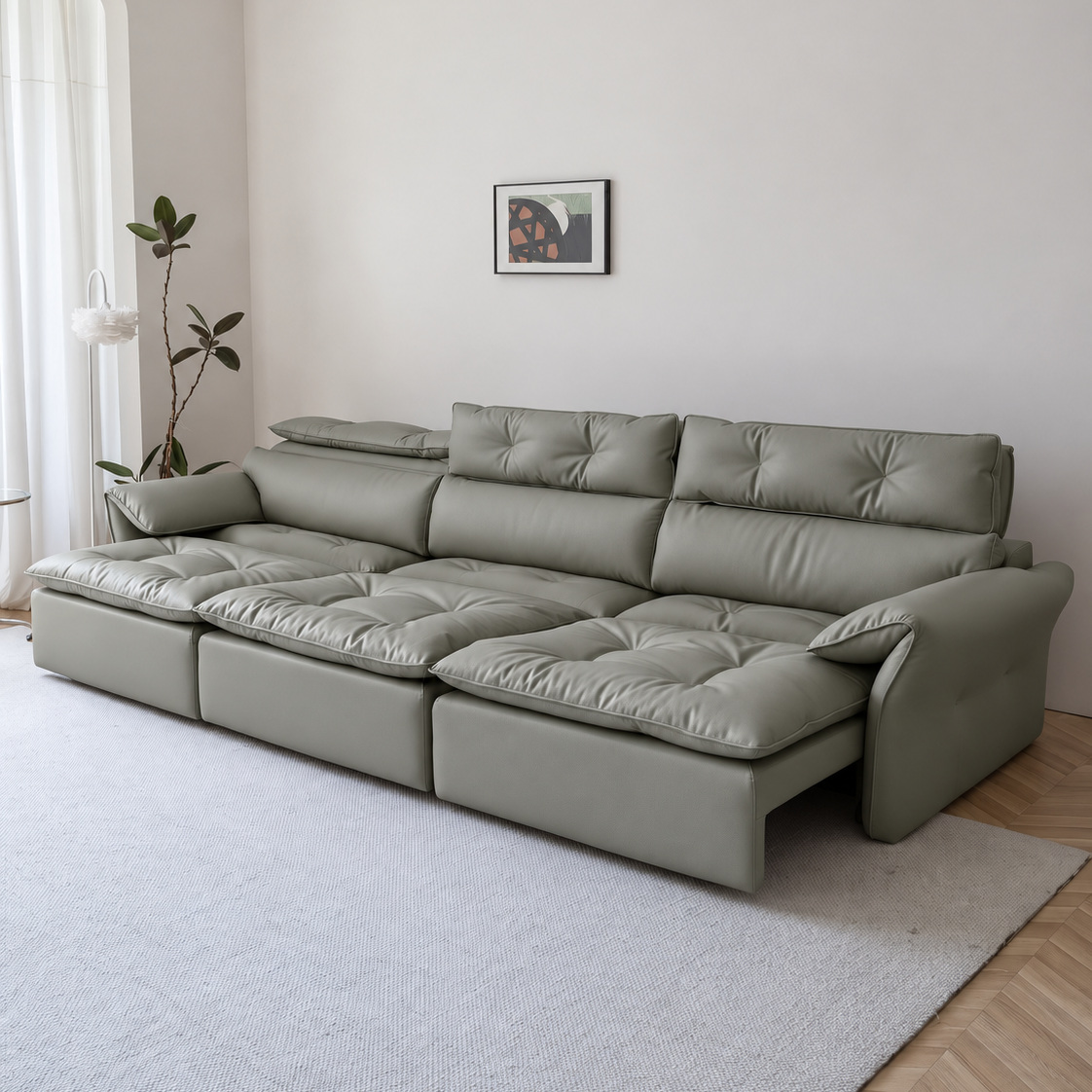 LuxeNap sofa in Fog Grey — Eco Genuine Leather colour preview