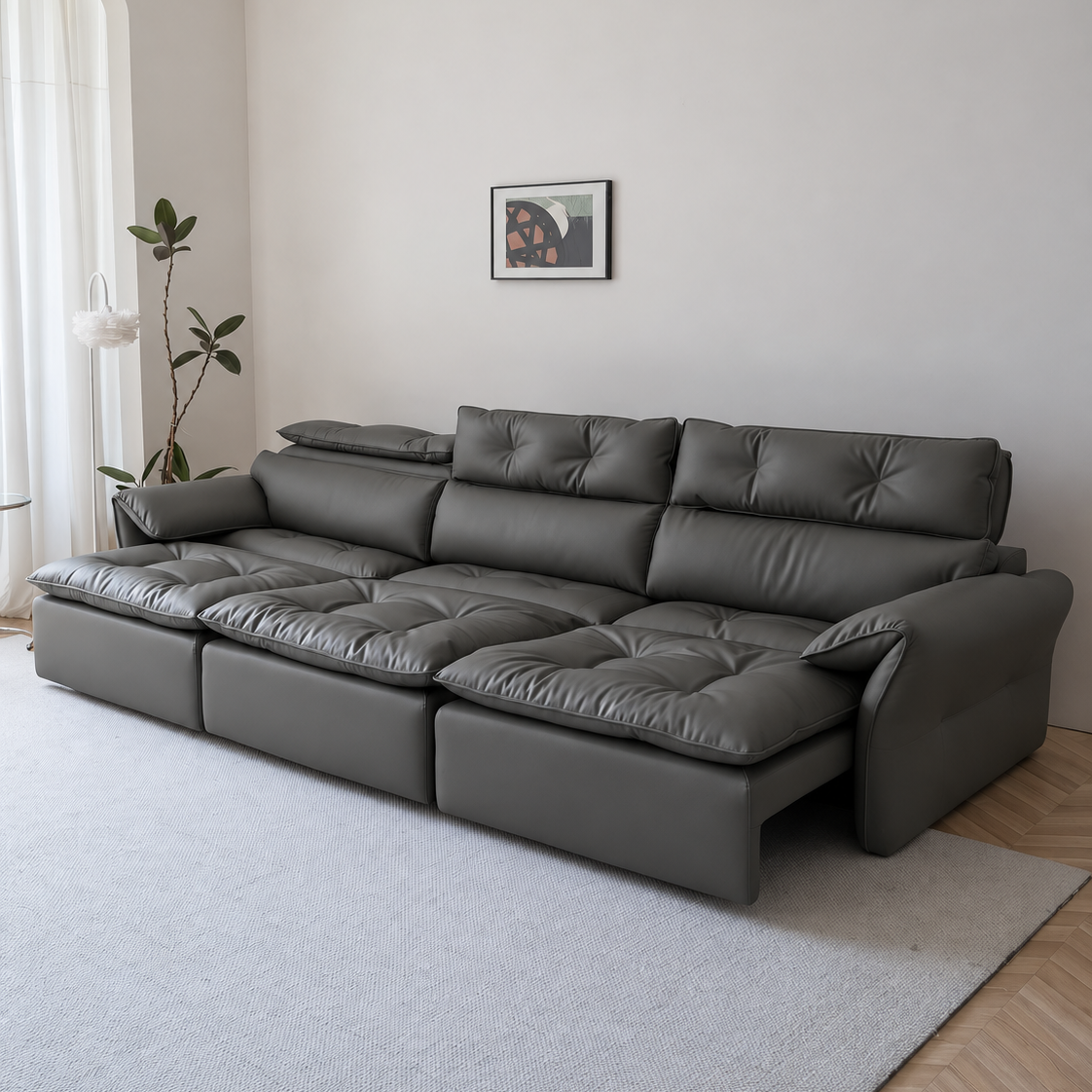 LuxeNap sofa in Iron Smoke — Eco Genuine Leather colour preview