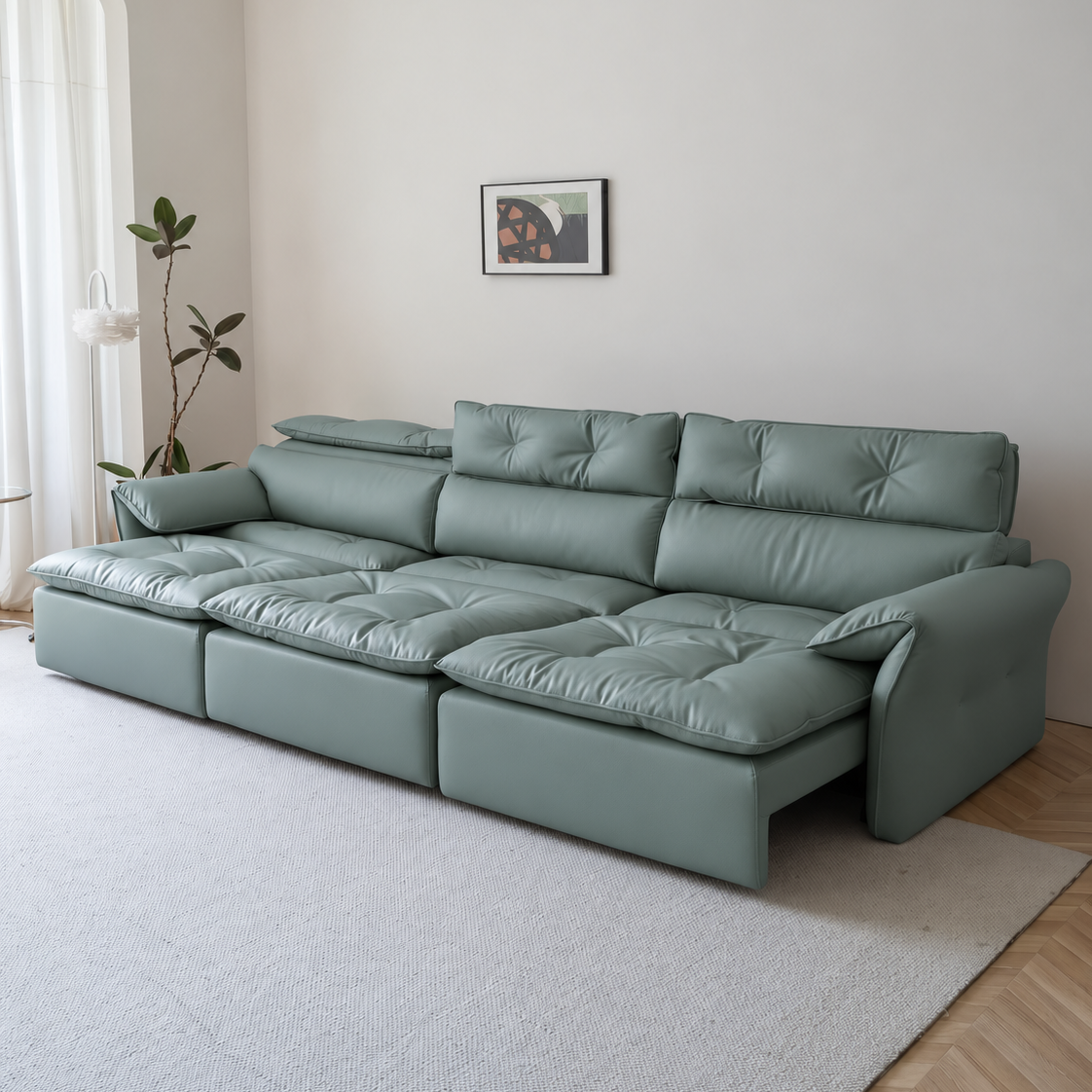 LuxeNap sofa in Sea Glass — Eco Genuine Leather colour preview
