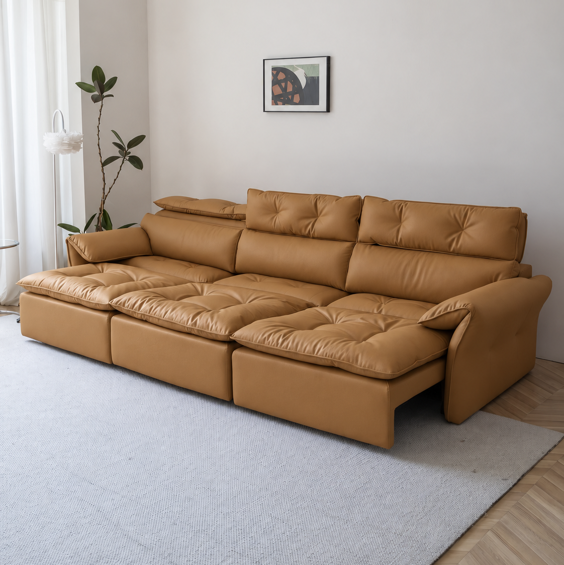 LuxeNap sofa in Honey Tan — Eco Genuine Leather colour preview
