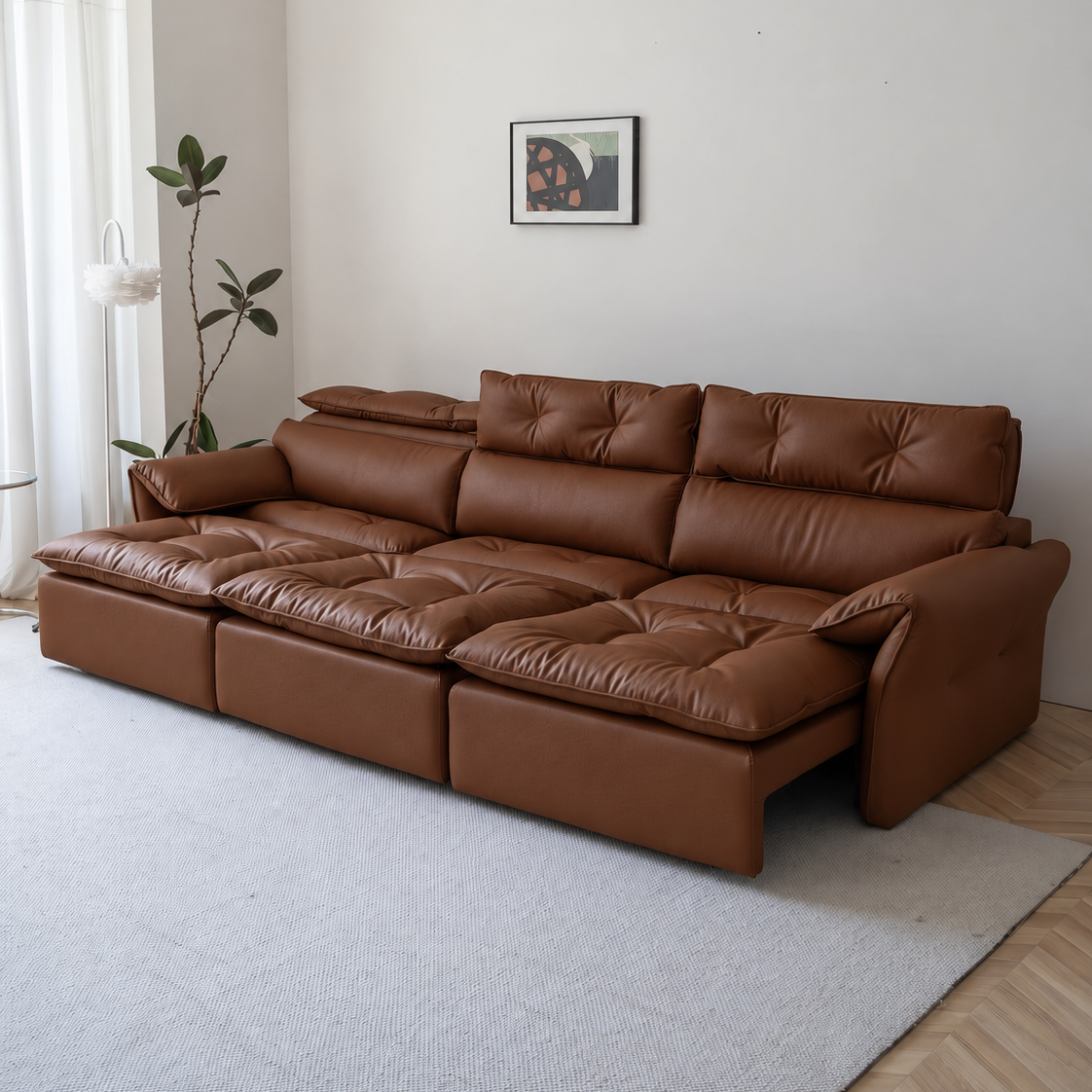 LuxeNap sofa in Chestnut Clay — Eco Genuine Leather colour preview