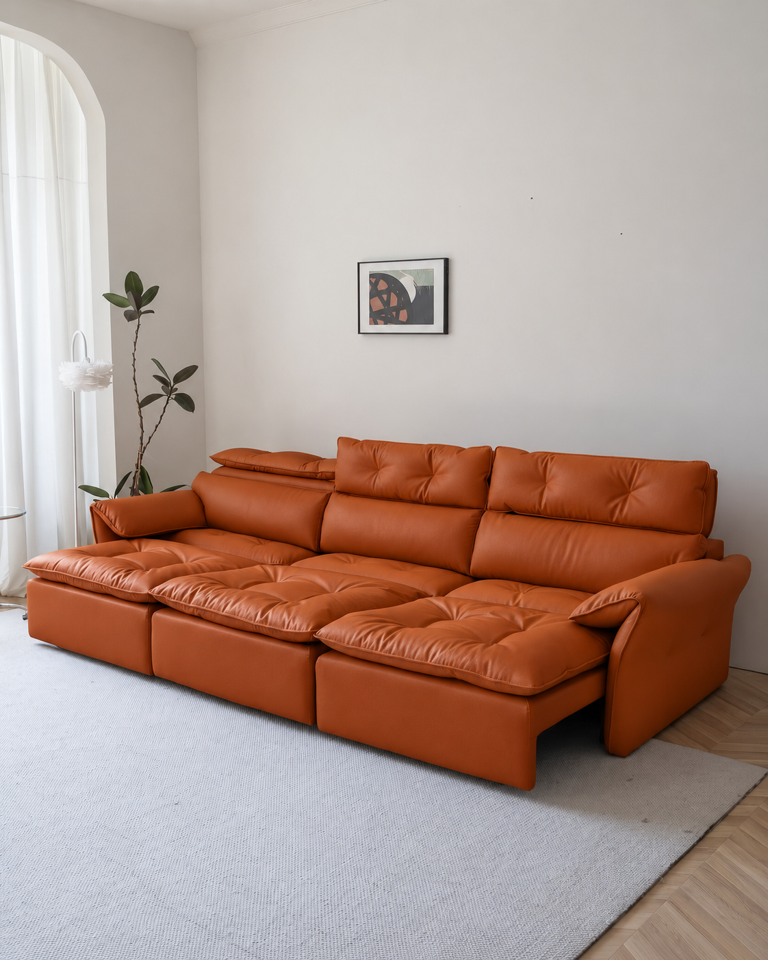 LuxeNap sofa in Ember Orange — Eco Genuine Leather colour preview