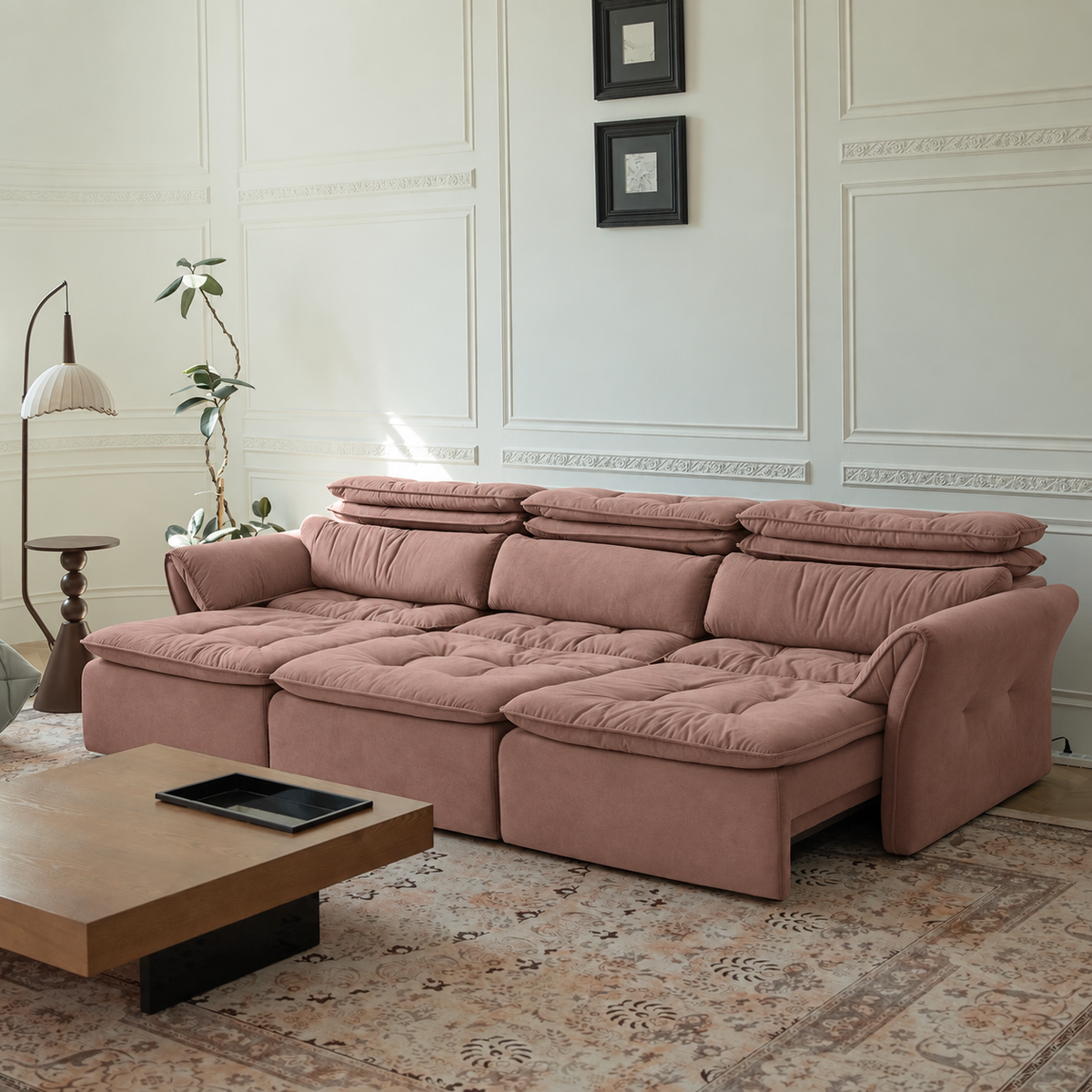 LuxeNap sofa in Rose Blush — Microfibre Fabric colour preview