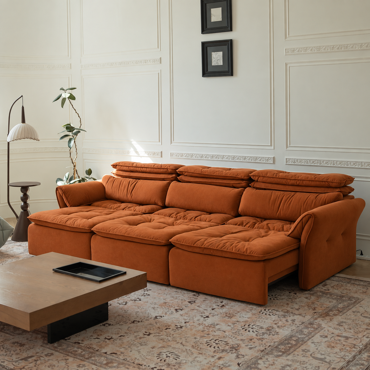 LuxeNap sofa in Sunset Tangerine — Microfibre Fabric colour preview