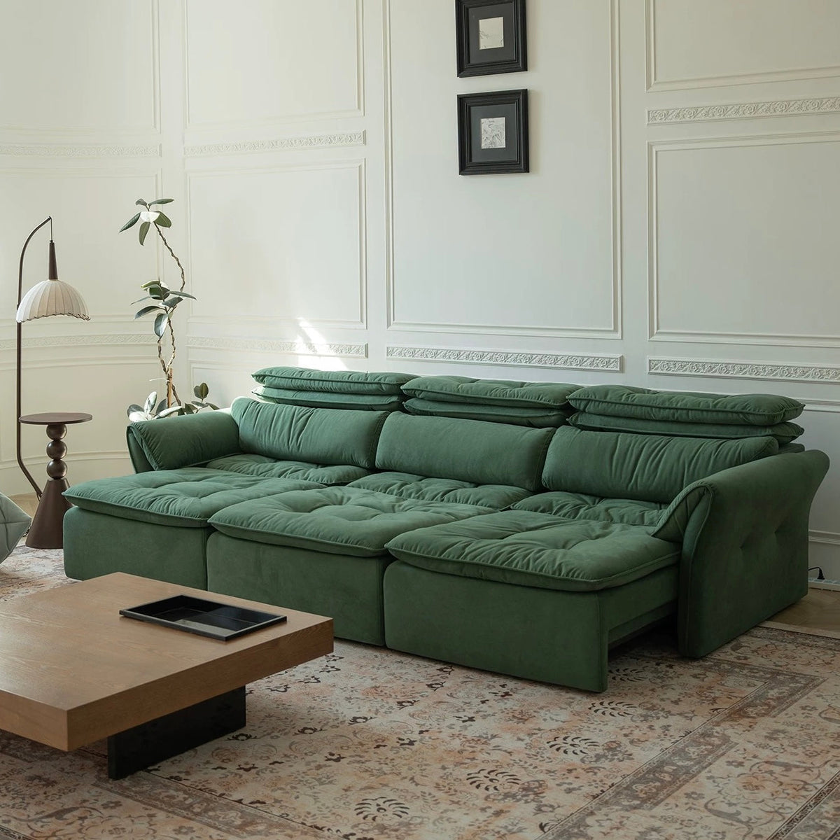 LuxeNap sofa in Forest Green — Microfibre Fabric colour preview