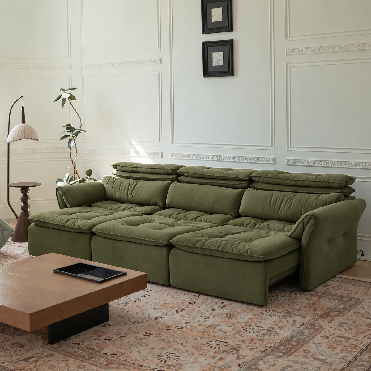 LuxeNap sofa in Sunday Olive — Microfibre Fabric colour preview