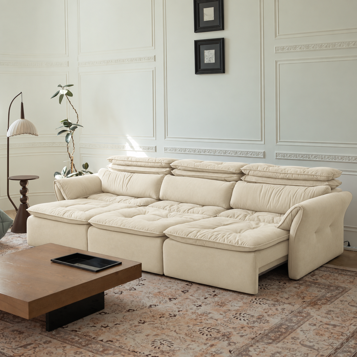 LuxeNap sofa in Butter Milk — Microfibre Fabric colour preview