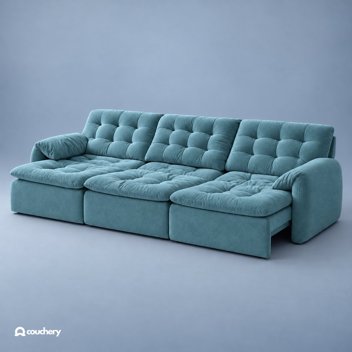 Lumanest sofa in Velour Suede Lagoon Blue VS22 — upholstery colour preview