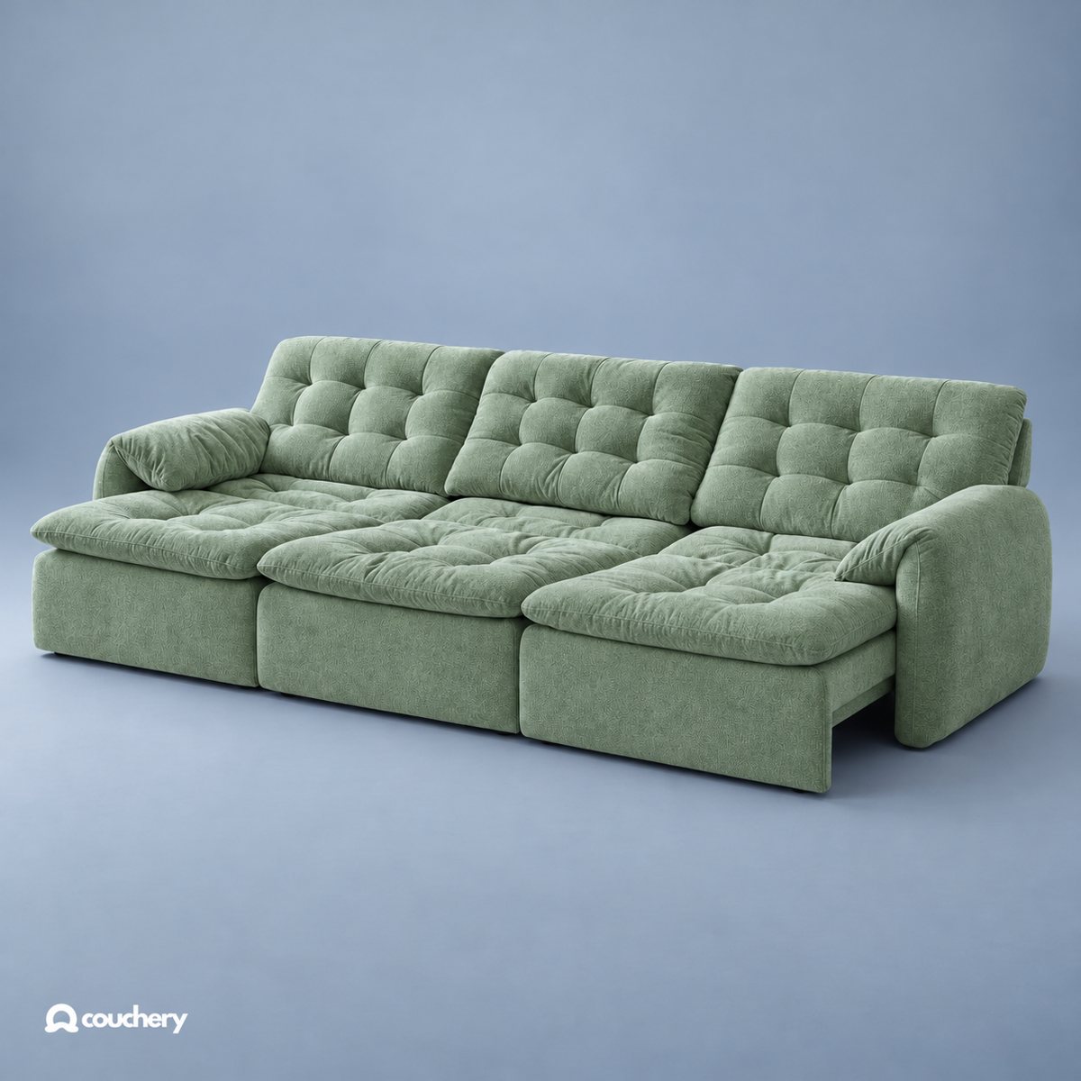 Lumanest sofa in Velour Suede Sage Leaf VS08 — upholstery colour preview